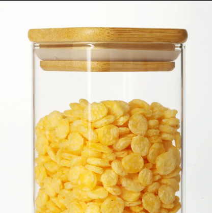 Contenedor de vidrio con tapa de bambú 25 cm